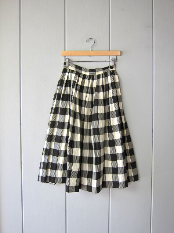 Audrey Check Knit Skirt Black Checks White