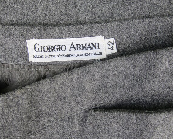 90s Giorgio Armani Wool Skirt | Grey Wool Pencil … - image 6