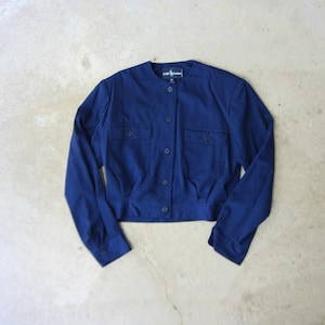 90s Ralph Lauren Blue Wool Jacket | Vintage Wool Button Up Bomber Coat | Modern Cropped Military Jacket Top - CJ