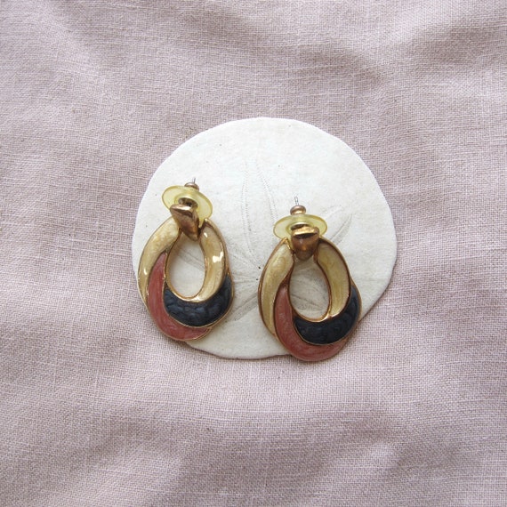 80s Colorful Enamel Coated Earrings | Modern Crea… - image 2