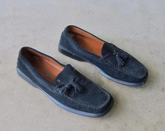 Tod’s black suede loafers with tassels Women's Slip on Designer Shoes - size 11