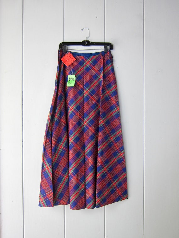 70s Anne Klein Tartan Maxi Skirt | Plaid Peasant … - image 6