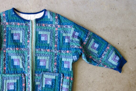 80s Handmade Quilted Jacket | Colorful Bohemian Q… - image 2