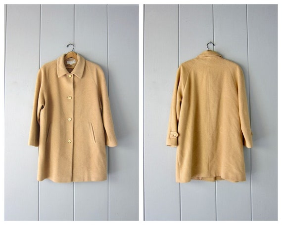 90s Camel Brown Wool Coat | Larry Levine Camel Hai