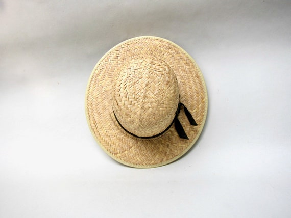 80s Woven Straw Hat | Straw Market Chore Hat | Wo… - image 6