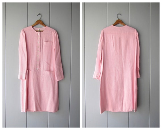 70s Light Pink Rayon Knit Dress | Anne Klein Wove… - image 2