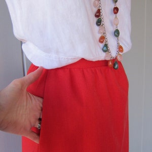 80s Tobacco Red Pencil Skirt Hand Pockets & High Waist Vintage School Girl Mod Skirt image 7