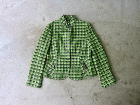 Akris Punto Green Plaid Wool Jacket Checkered Wool Knit - Etsy