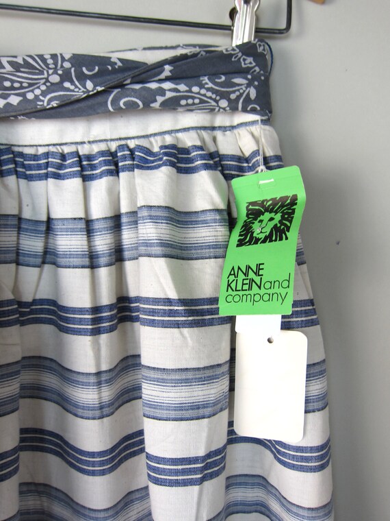 70s Anne Klein Maxi Skirt | White Blue Voluminous… - image 5