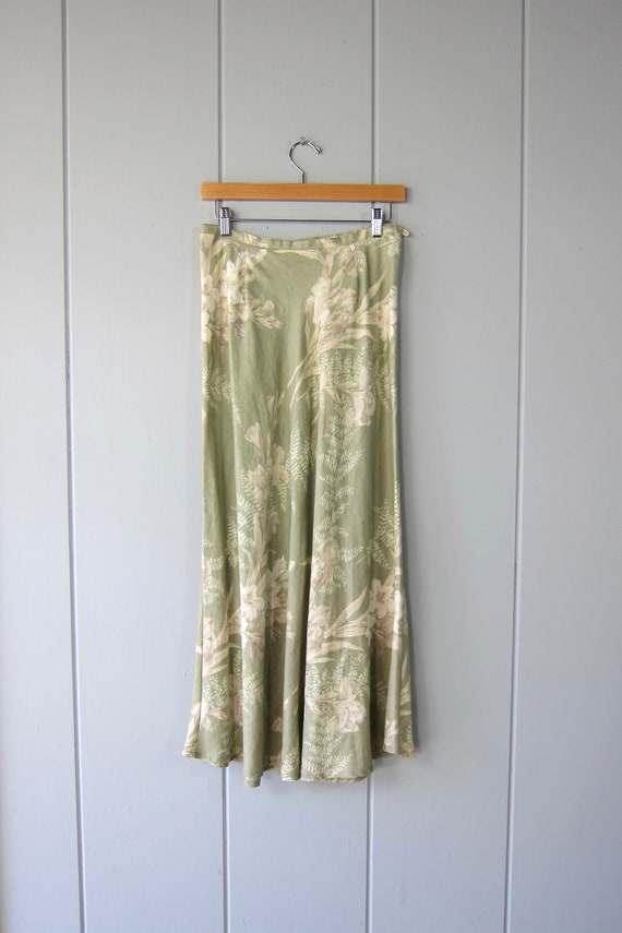 90s Linen Midi Skirt  |Floral Print Summer Skirt … - image 3
