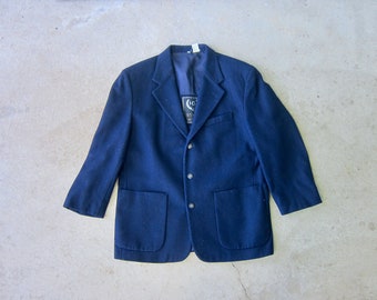 90s Heavy Blue Wool Blazer | Men's HG Studio Wool Jacket | Modern Sportsman Coat - Medium