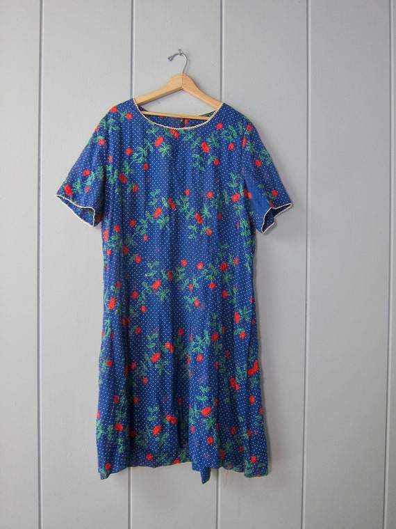 60s Blue Sheer Floral Dress | Vintage Embroidered… - image 3