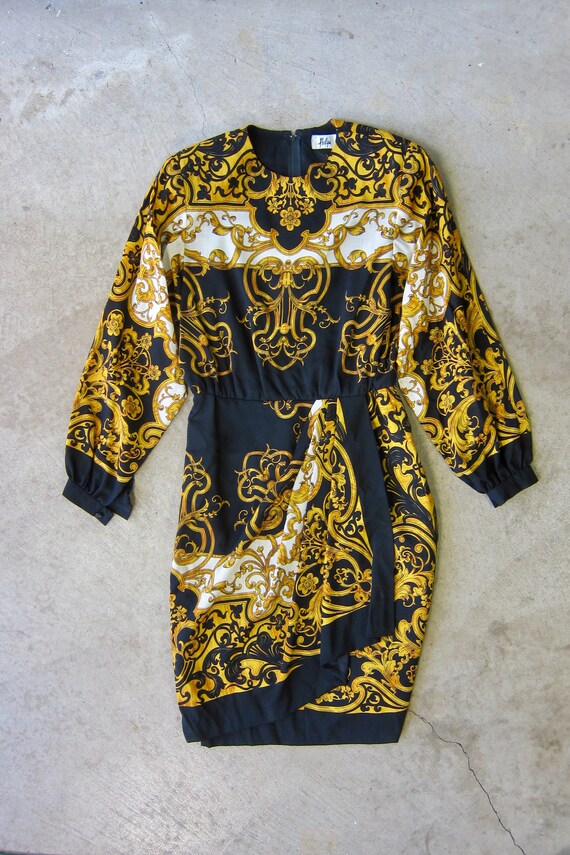 1980s Black & Gold Cruise Ship Dress | Modern Lon… - image 9