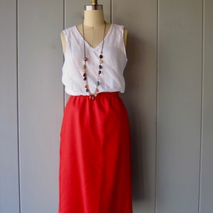 80s Tobacco Red Pencil Skirt Hand Pockets & High Waist Vintage School Girl Mod Skirt image 5