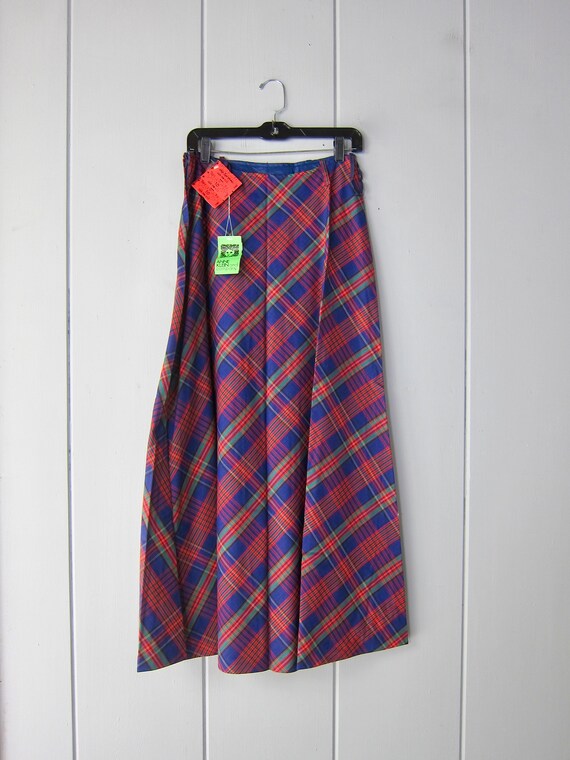 70s Anne Klein Tartan Maxi Skirt | Plaid Peasant … - image 4