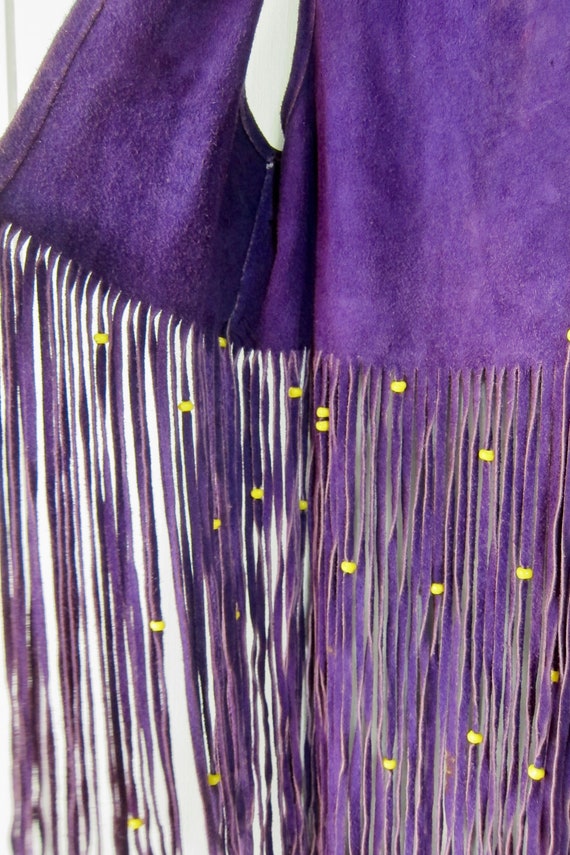 70s Purple Suede FRINGE Vest Top | Boho Purple Be… - image 7
