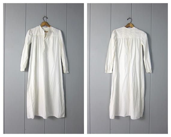 Antique Long White Cotton Nightgown | Edwardian Vi