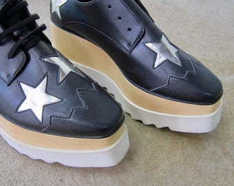 Stella Mccartney Elyse Star Platform Shoes: Metallic Vegan Leather