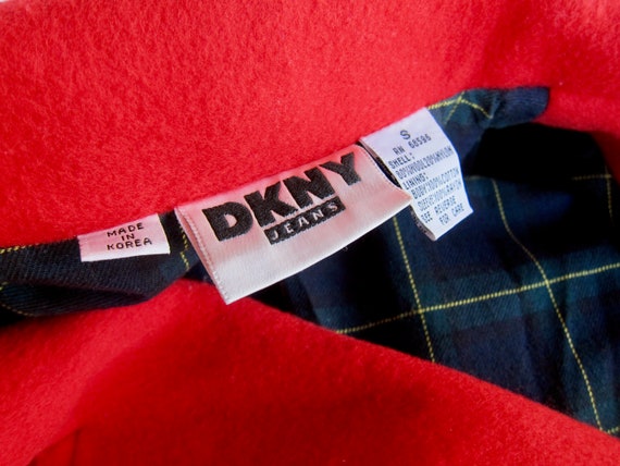 90s Red Wool Pea Coat | DKNY Heavy Wool Peacoat |… - image 9
