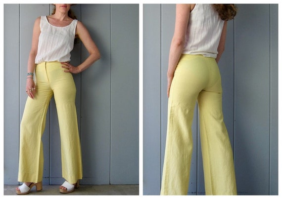 60s High Waist Pants | Yellow Fit & Flare Sailor P
