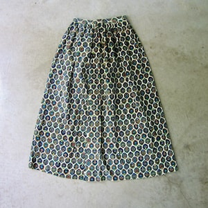 70s Long Velvet Maxi Skirt | Printed Plush Velvet Prairie Skirt | Vintage High Waist Bohemian Peasant Broomstick Skirt