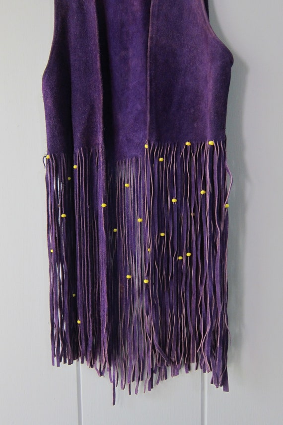 70s Purple Suede FRINGE Vest Top | Boho Purple Be… - image 5