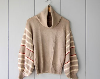 Jones NY 1970s Batwing Sweater Vintage Cowl Neck Wool Sweater