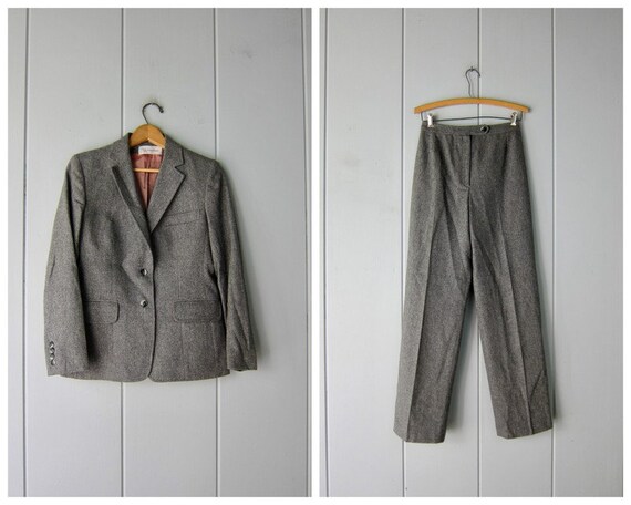 Two Piece Wool Pant Suit Set | 80s Matching Wool S