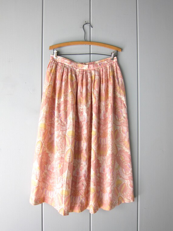 80s Pink Floral Print Skirt | Colorful Vintage Re… - image 6