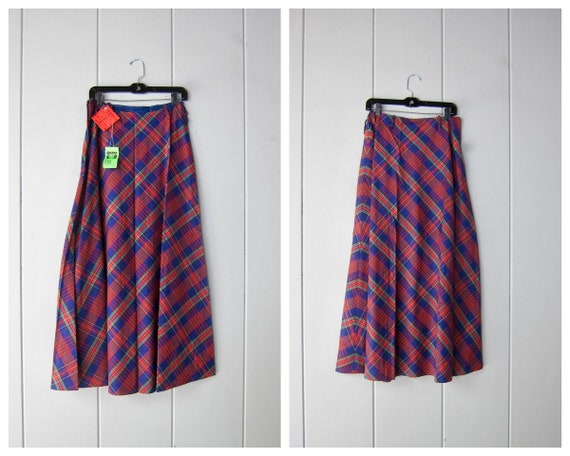 70s Anne Klein Tartan Maxi Skirt | Plaid Peasant … - image 1