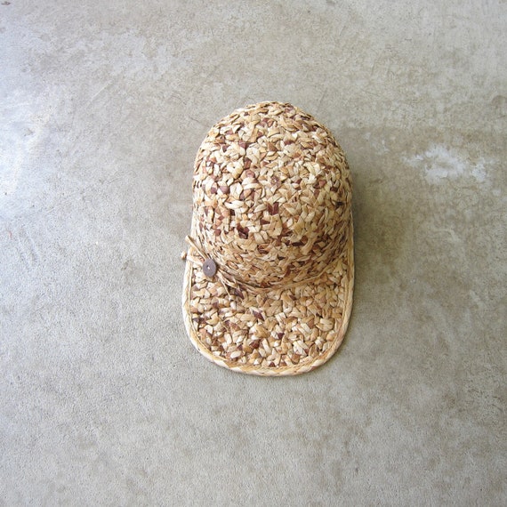 90s Woven Straw Ball Hat | Straw Market Chore Hat… - image 1