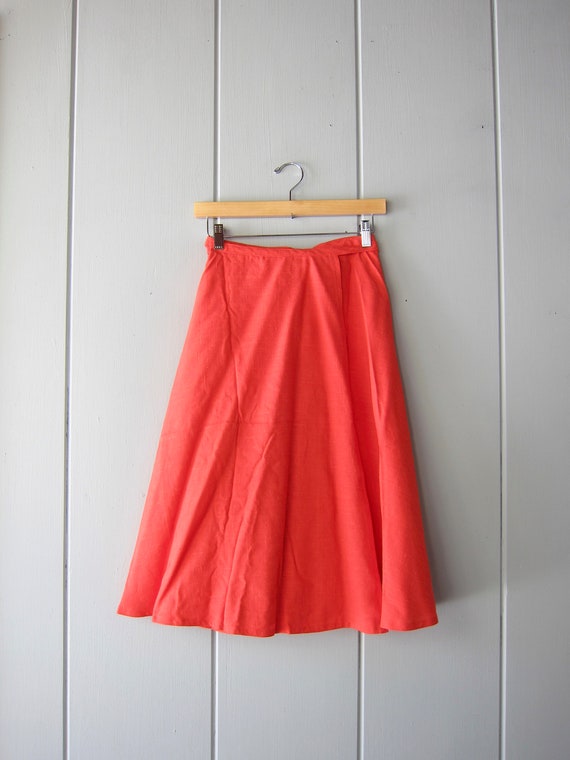 70s Orange Aline Wrap Skirt | Anne Klein Solid Ap… - image 6