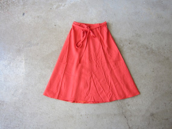 70s Orange Aline Wrap Skirt | Anne Klein Solid Ap… - image 1