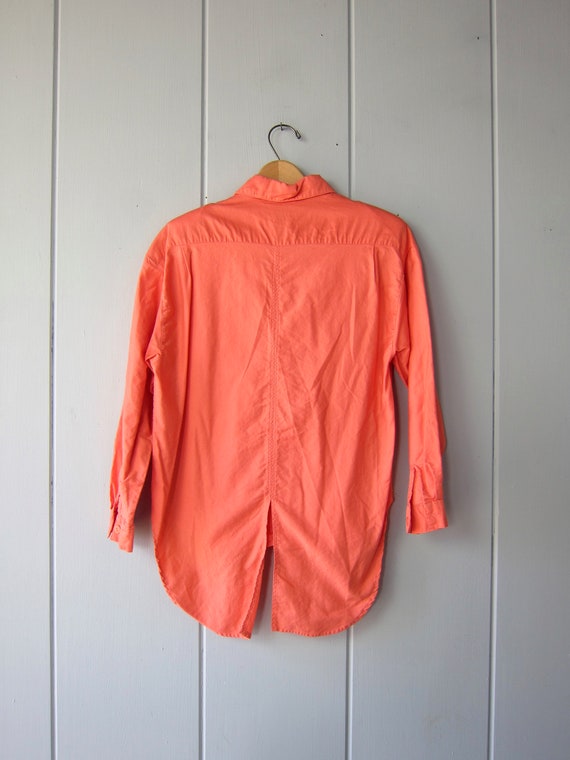 Coral Orange Button Down Shirt | 80s PASTA Poplin… - image 5