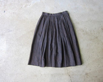 90s Dot Skirt | Minimal Pleated Midi Skirt | High Waist Black & Brown Skirt