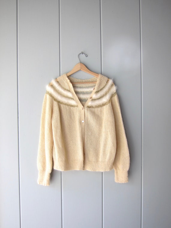 60s Mohair & Angora Cardigan Sweater | Hand Knit … - image 6