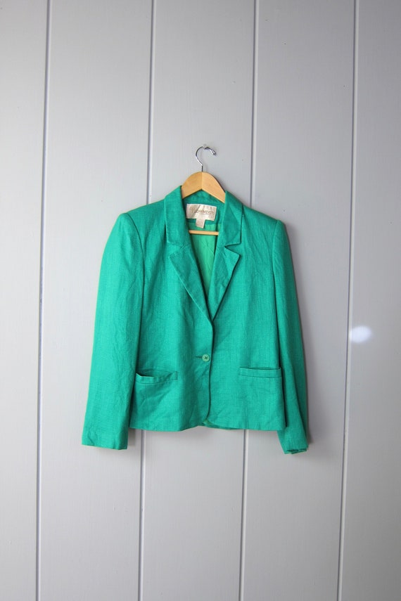 70s John Meyer Green Blazer | Vintage Preppy Rayon