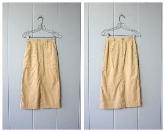 70s Corduroy Pencil Skirt | Vintage Long Cord Ski… - image 1