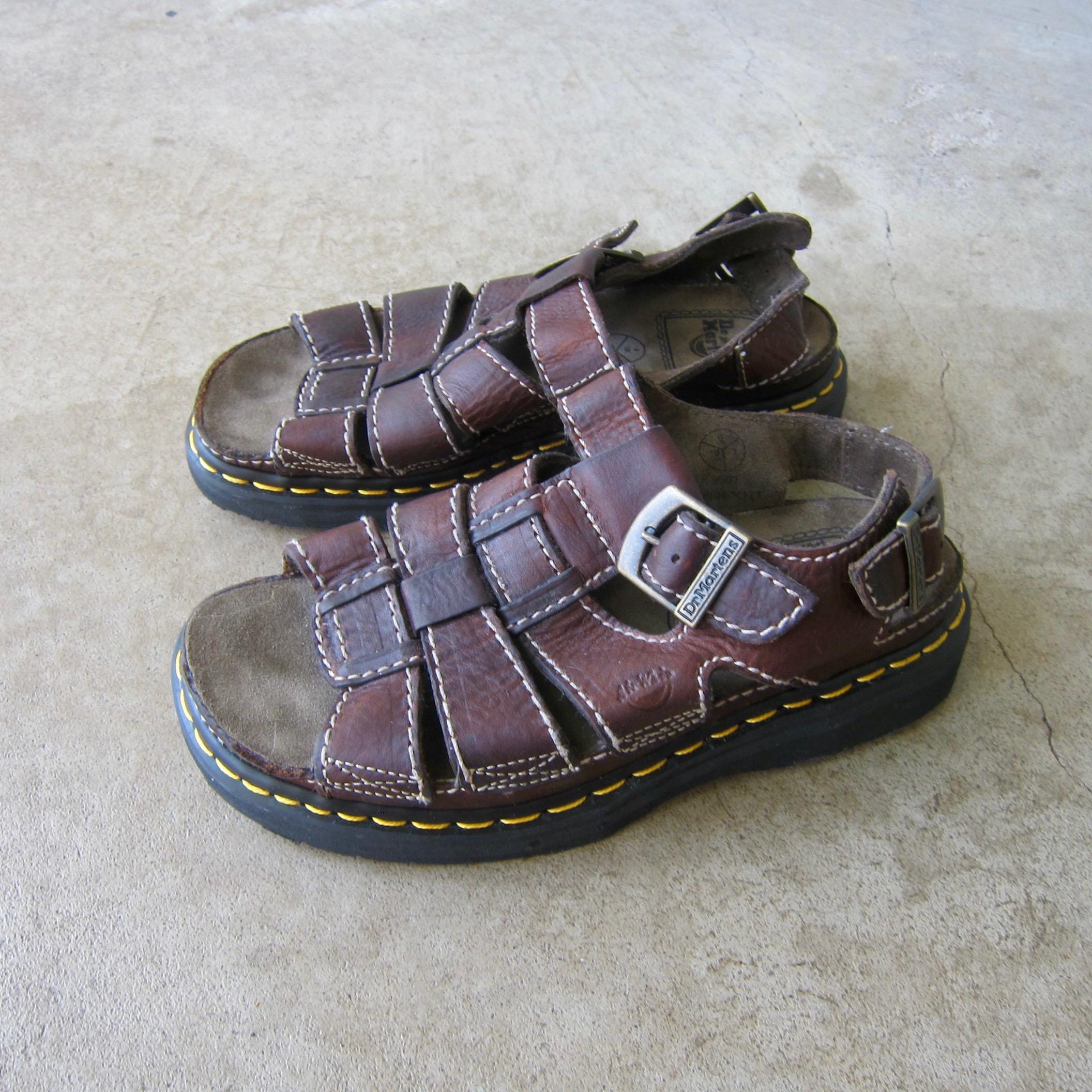 90s Y2K Vintage Brown Chunky Grunge Doc Martens Fisherman Sandals  