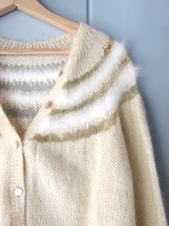 60s Mohair & Angora Cardigan Sweater | Hand Knit … - image 7