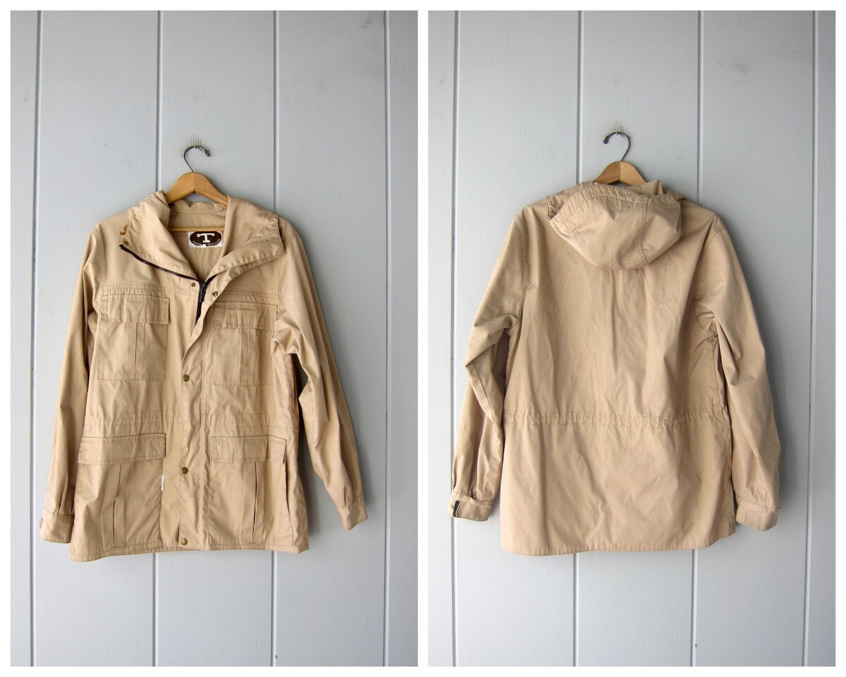 80s Khaki Tan Anorak Jacket Zip up 