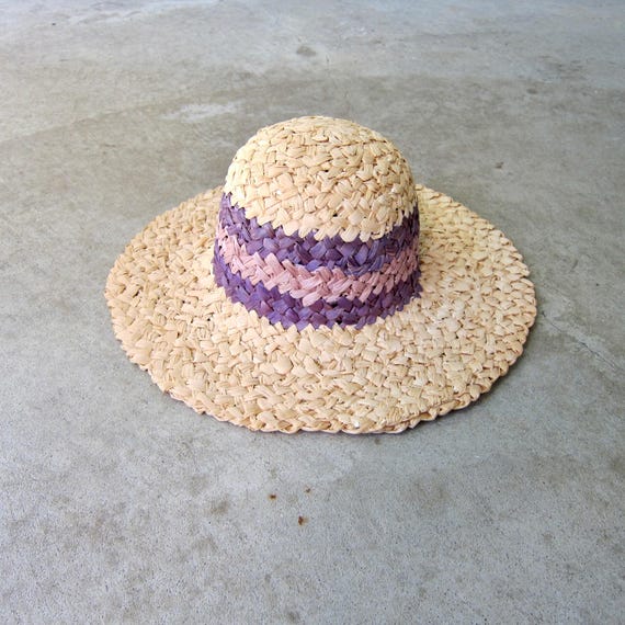Vintage Woven Straw Wide-Brim Sun Hat ?Vintage Woven Straw Sun Hat Handmade Unisex | eBay main image 4