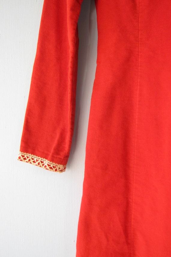 60s Orange Velvet Long Sleeve Dress | Mod Twiggy … - image 5