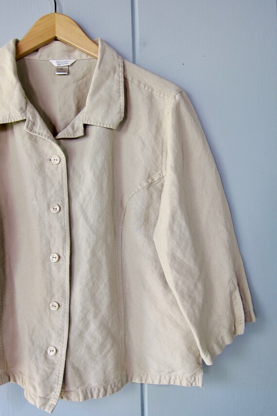 90s Natural Modern Shirt | Boxy Button Up Rayon B… - image 2