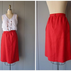 80s Tobacco Red Pencil Skirt Hand Pockets & High Waist Vintage School Girl Mod Skirt image 1