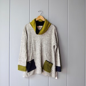 Margaret Winters Slouchy Knit Sweater Black White Marled Knit