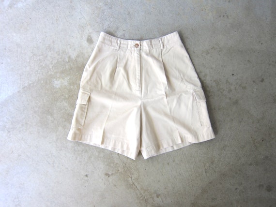 90s High Rise Pleated Cargo Shorts 