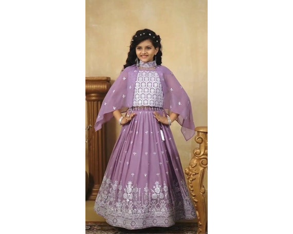Purple Kids Lehenga Blouse With Embroidery Work Indian Wedding Dresses for Girls Readymade Kids Dresses Designer Lehenga Choli for Kids Etsy