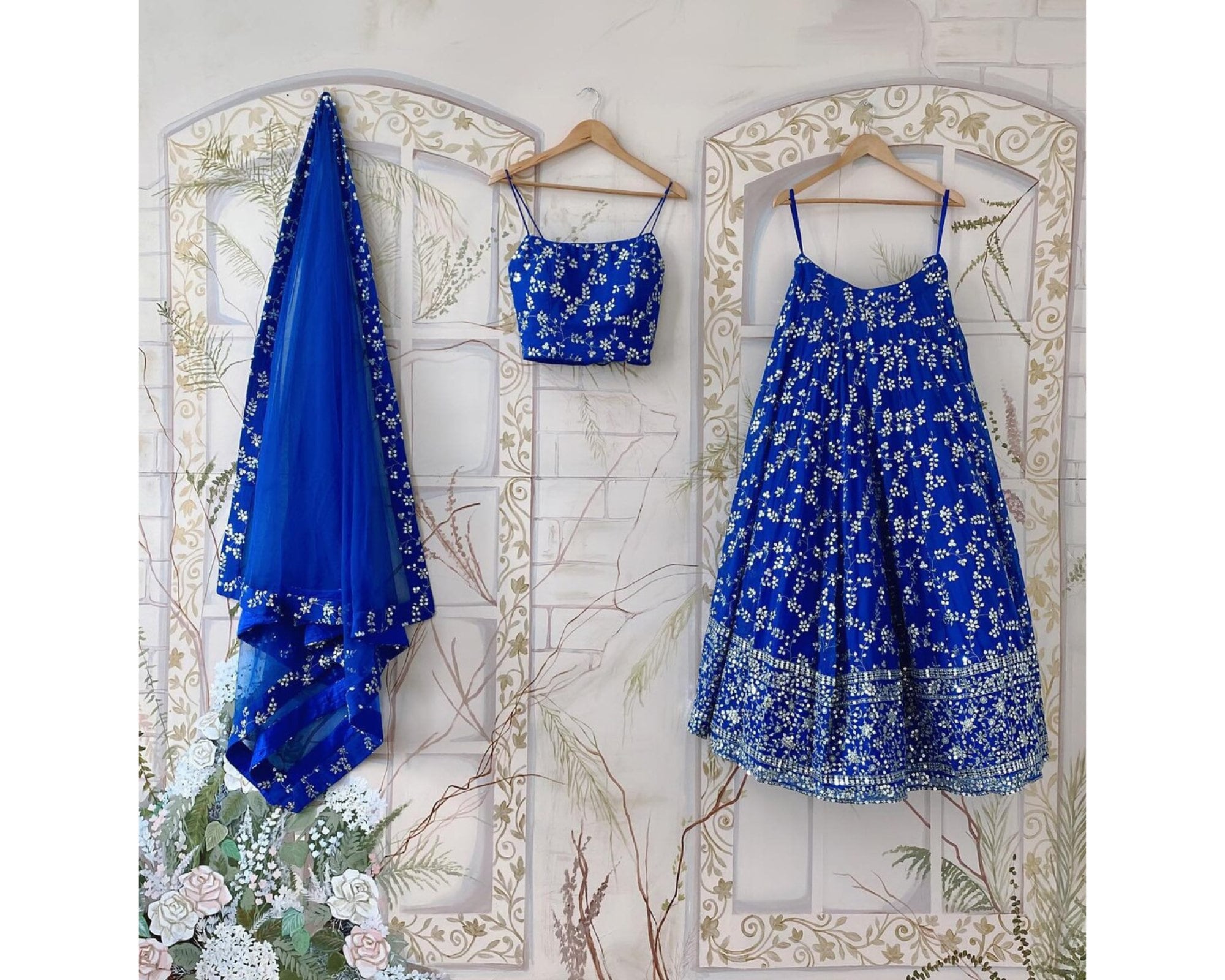 Blue lehenga choli designs discount