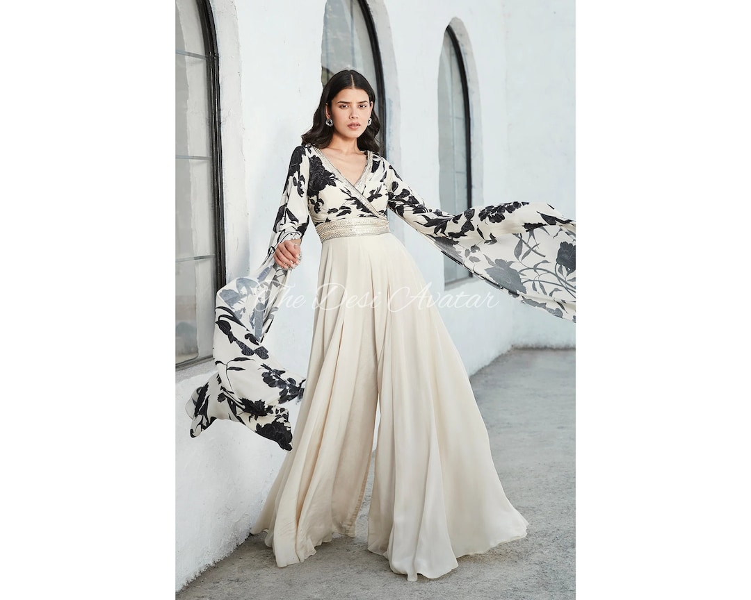 Smocked Jumpsuit - Indian Flora White main image 1